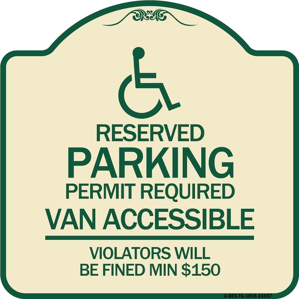 Connecticut Reserved Parking Permit Required Van Accessible Violators Will Be Fined M, TG-1818-24657